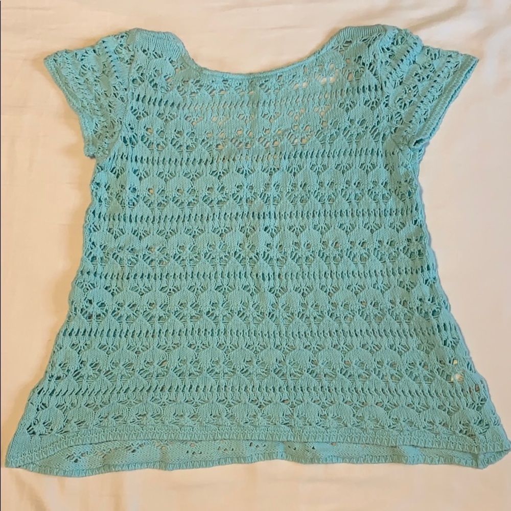 ZARA Wide Back Knit Top, Aqua Blue, Medium